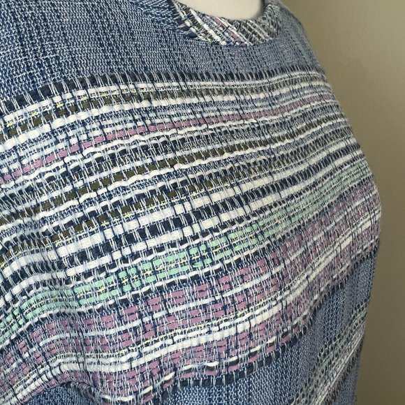 Talbots Tweed Dress 6 Blue Stripe Sheath Sleeveless Lined Career Office - Picture 5 of 12